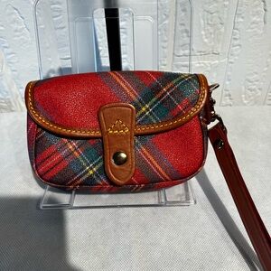 Dooney and Bourke Red Tartan Plaid Wristlet